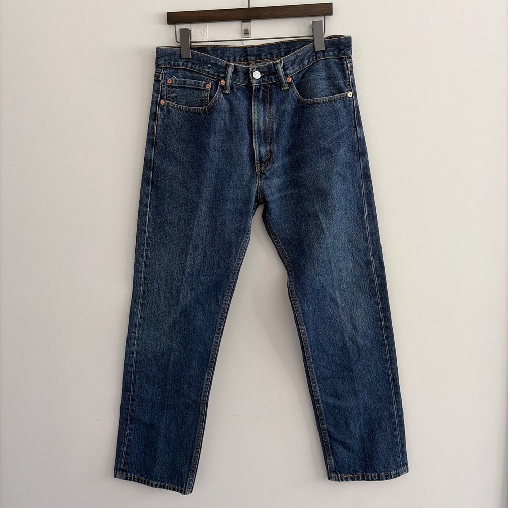 Levis 505 Regular Fit Straight Leg Blue Jeans Mens W34 L30